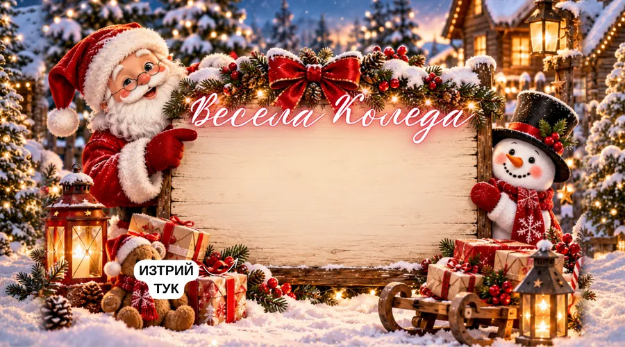 Коледна скреч карта Табела в снега